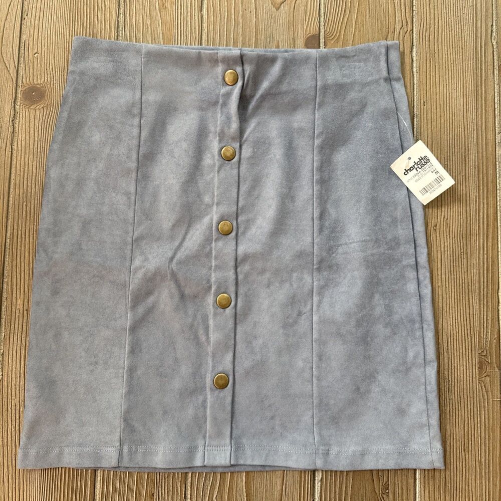 Women’s Must Haves Faux Suede Mini Skirt With Snaps Blue - Size M